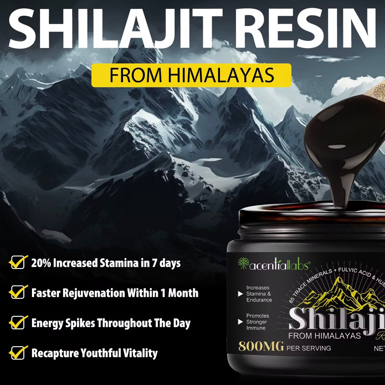 🌿 Shilajit Original Himalaya Bio – 60g Reines Shilajit Harz, Geprüft✅