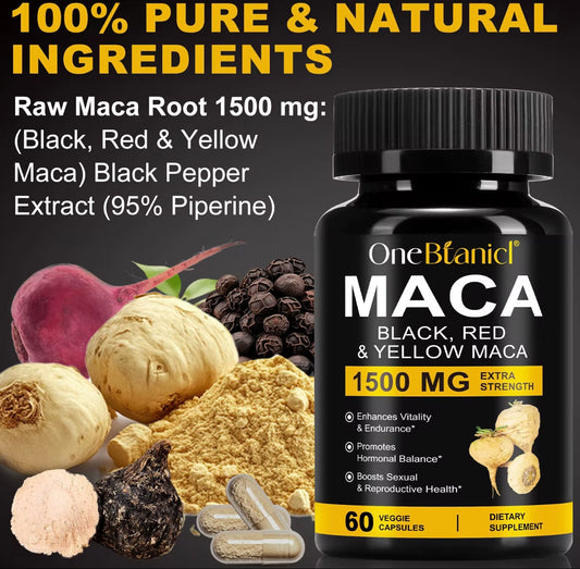 🌿100% Pure & Natural Maca 1500mg 60Kapseln, Vegan