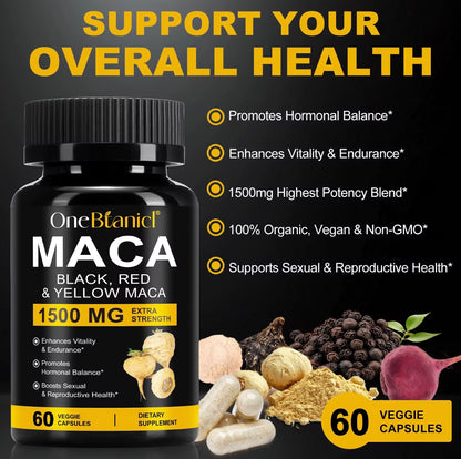 🌿100% Pure & Natural Maca 1500mg 60Kapseln, Vegan